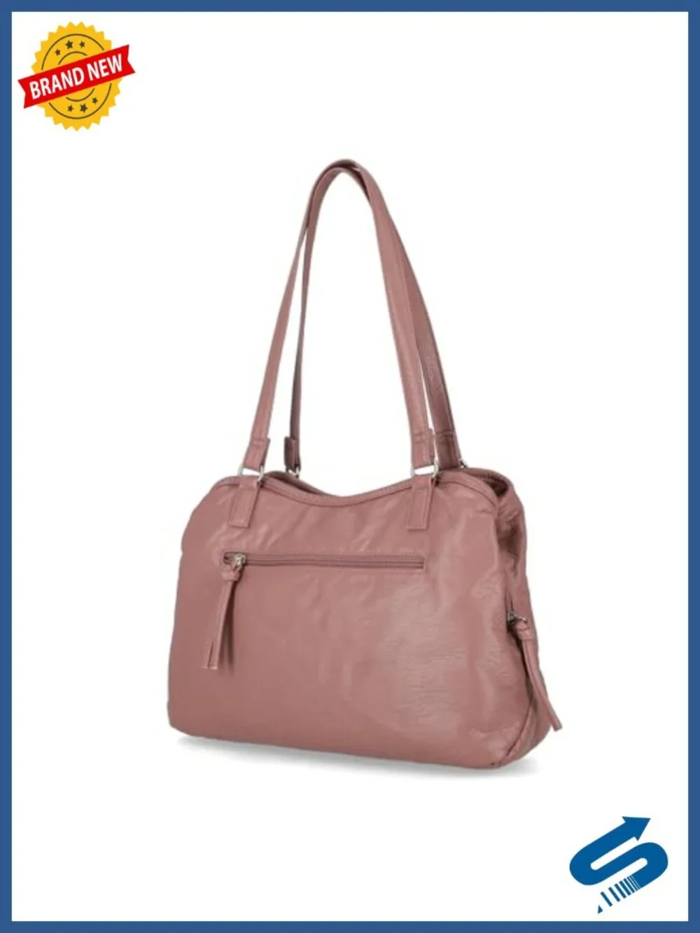 Vegan Leather Tote Bag with Shoulder Straps and Ample Pockets